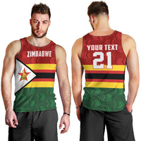 Zimbabwe Cricket Custom Men Tank Top Zimbabwean Pattern Flag Motif - Wonder Print Shop