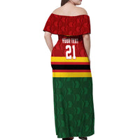 Zimbabwe Cricket Custom Off Shoulder Maxi Dress Zimbabwean Pattern Flag Motif - Wonder Print Shop