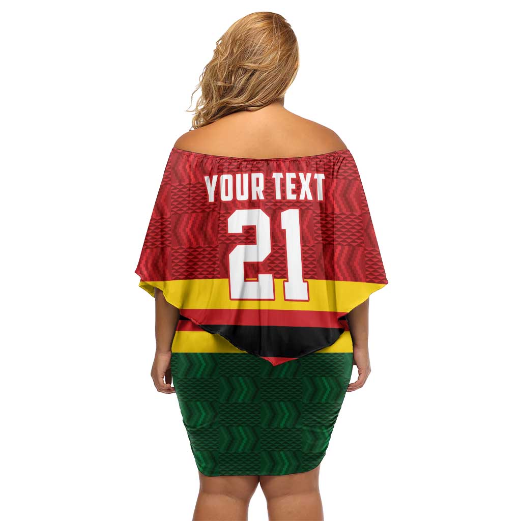 Zimbabwe Cricket Custom Off Shoulder Short Dress Zimbabwean Pattern Flag Motif - Wonder Print Shop