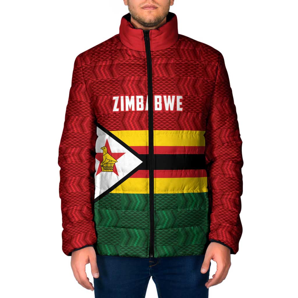 Zimbabwe Cricket Custom Padded Jacket Zimbabwean Pattern Flag Motif - Wonder Print Shop