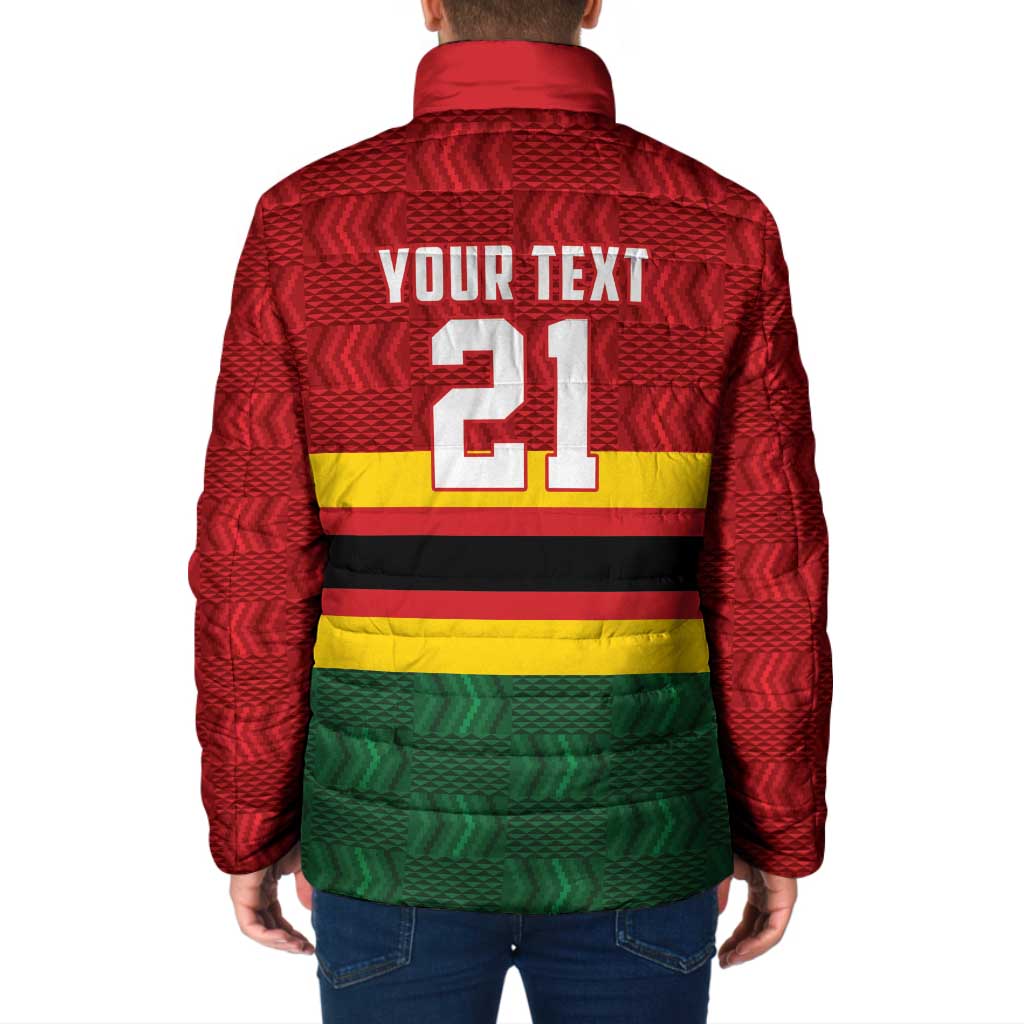 Zimbabwe Cricket Custom Padded Jacket Zimbabwean Pattern Flag Motif - Wonder Print Shop