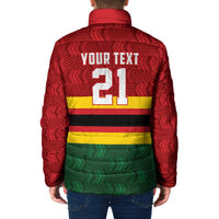 Zimbabwe Cricket Custom Padded Jacket Zimbabwean Pattern Flag Motif - Wonder Print Shop