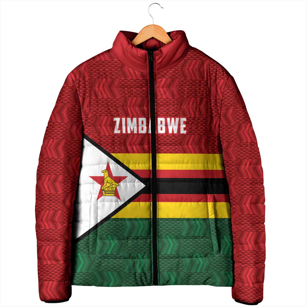 Zimbabwe Cricket Custom Padded Jacket Zimbabwean Pattern Flag Motif - Wonder Print Shop