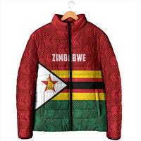 Zimbabwe Cricket Custom Padded Jacket Zimbabwean Pattern Flag Motif - Wonder Print Shop
