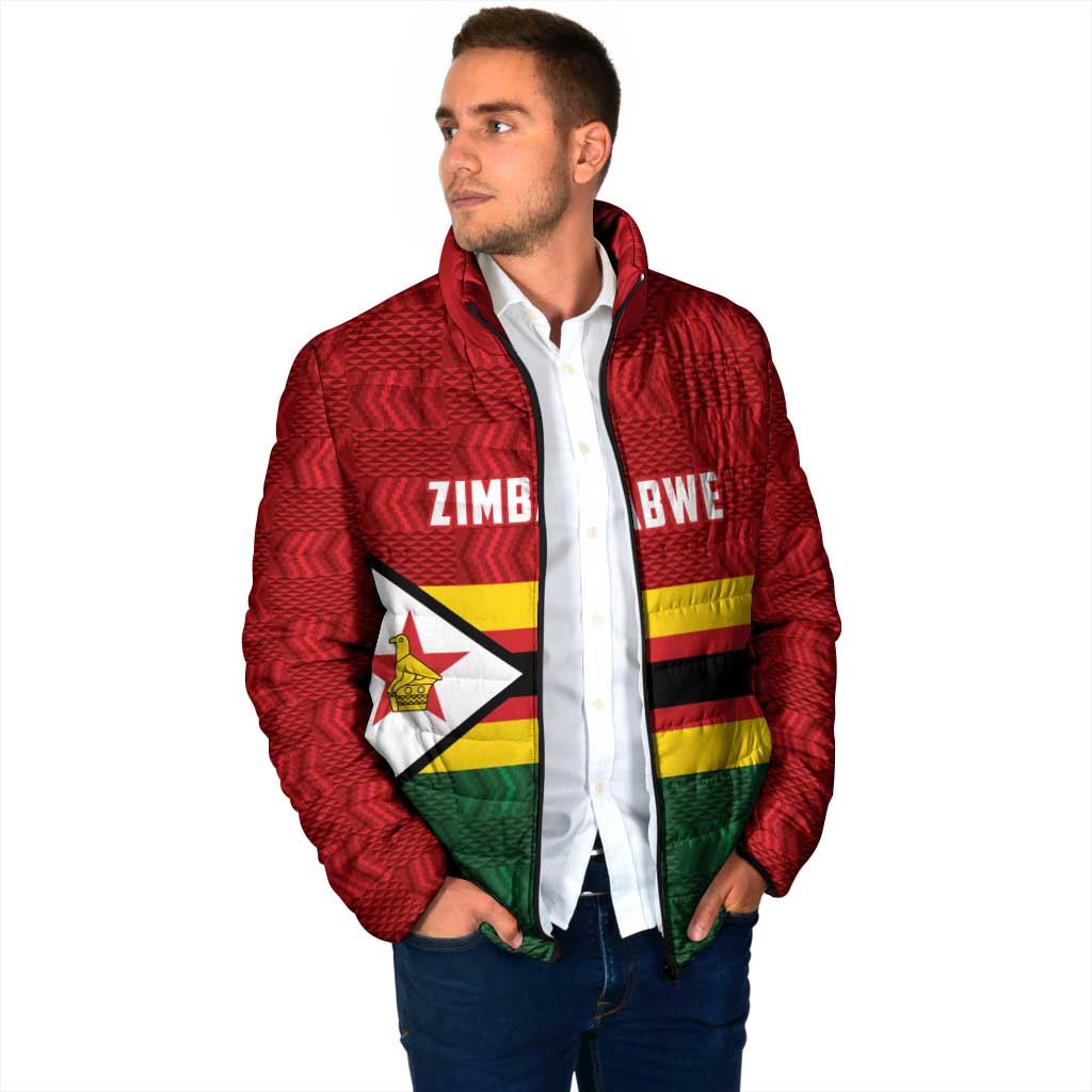 Zimbabwe Cricket Custom Padded Jacket Zimbabwean Pattern Flag Motif - Wonder Print Shop