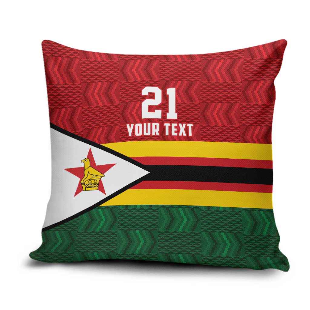 Zimbabwe Cricket Custom Pillow Cover Zimbabwean Pattern Flag Motif - Wonder Print Shop