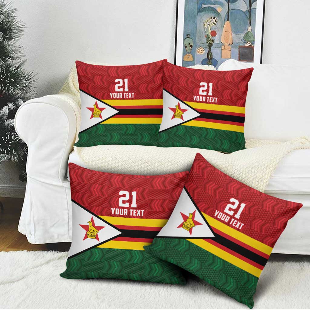 Zimbabwe Cricket Custom Pillow Cover Zimbabwean Pattern Flag Motif - Wonder Print Shop