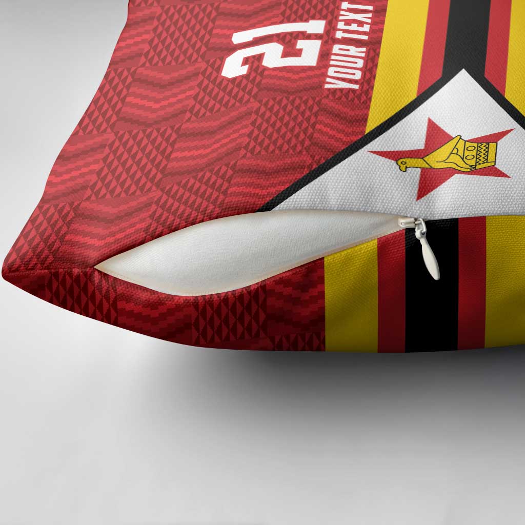 Zimbabwe Cricket Custom Pillow Cover Zimbabwean Pattern Flag Motif - Wonder Print Shop