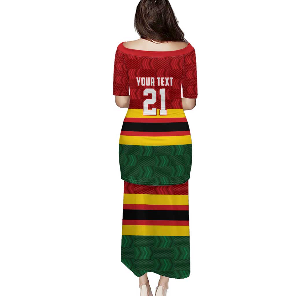 Zimbabwe Cricket Custom Puletasi Zimbabwean Pattern Flag Motif - Wonder Print Shop