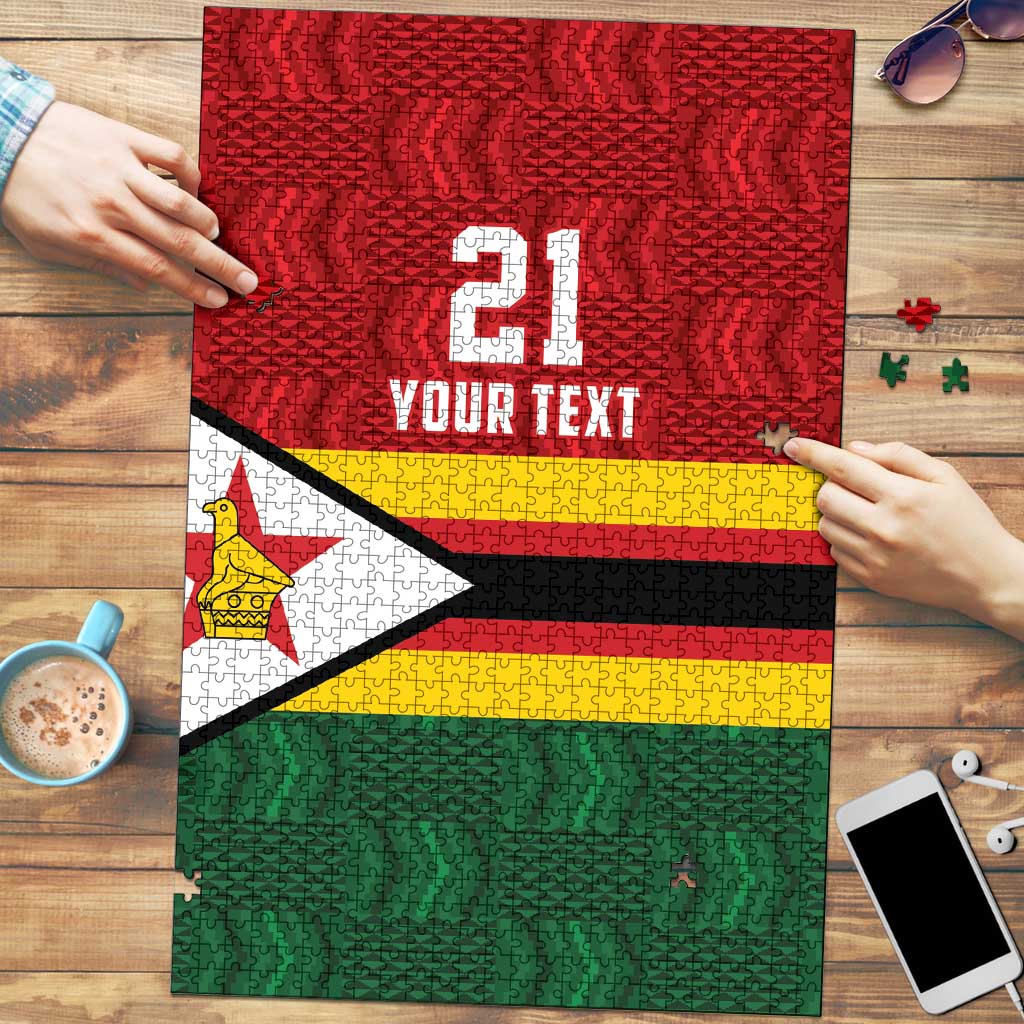 Zimbabwe Cricket Custom Puzzle Zimbabwean Pattern Flag Motif - Wonder Print Shop