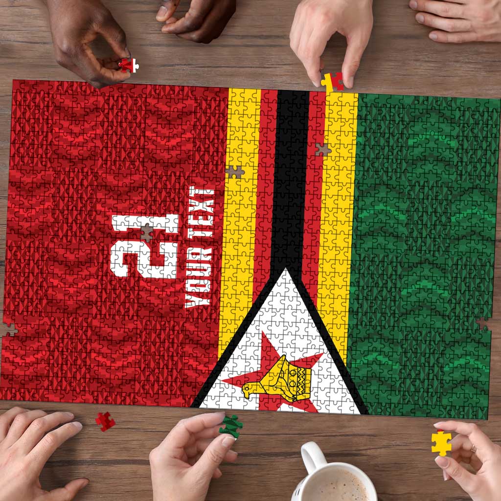 Zimbabwe Cricket Custom Puzzle Zimbabwean Pattern Flag Motif - Wonder Print Shop