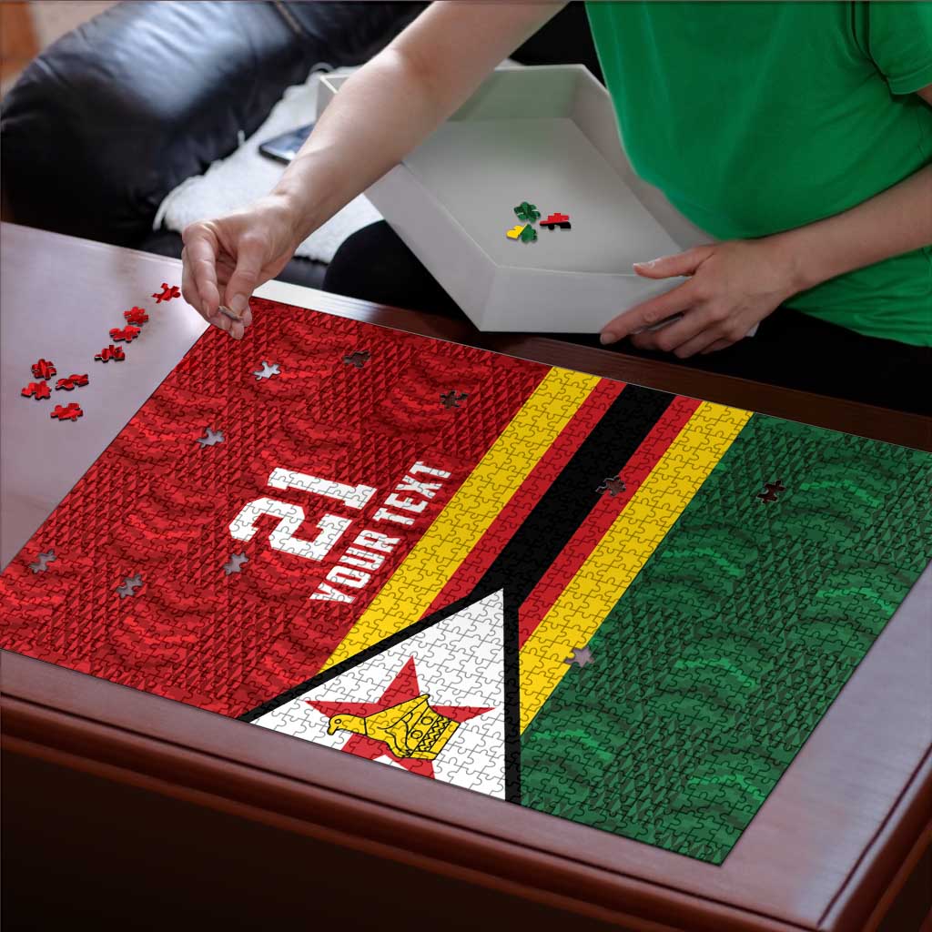 Zimbabwe Cricket Custom Puzzle Zimbabwean Pattern Flag Motif - Wonder Print Shop