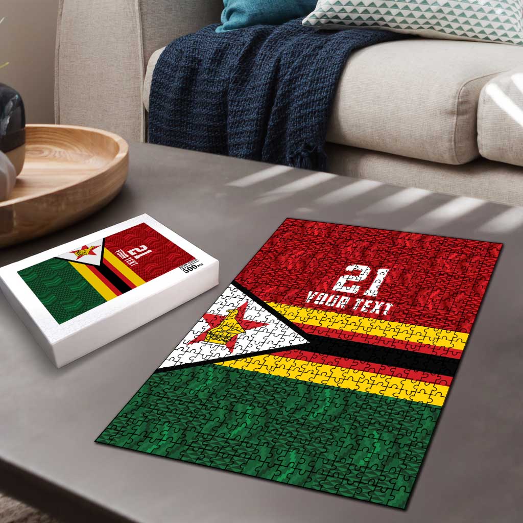 Zimbabwe Cricket Custom Puzzle Zimbabwean Pattern Flag Motif - Wonder Print Shop