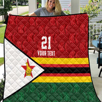 Zimbabwe Cricket Custom Quilt Zimbabwean Pattern Flag Motif - Wonder Print Shop