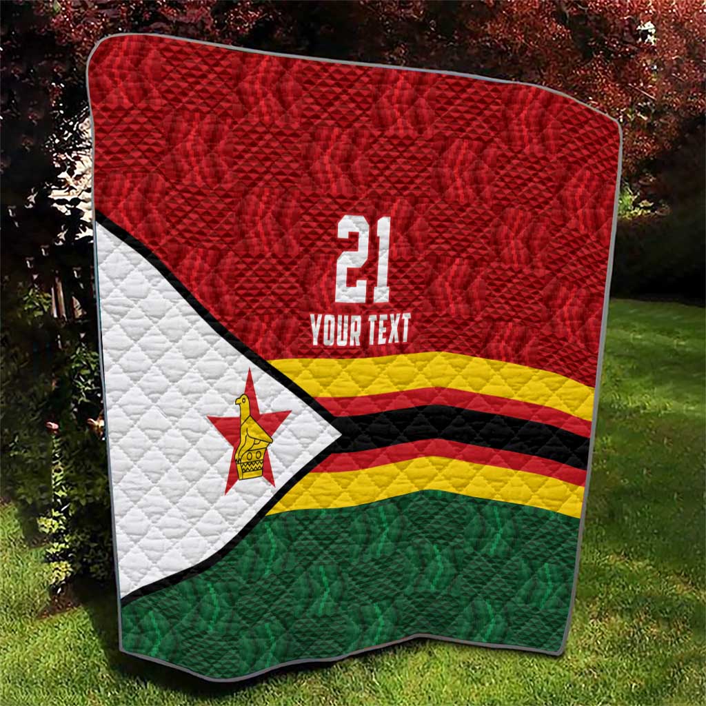 Zimbabwe Cricket Custom Quilt Zimbabwean Pattern Flag Motif - Wonder Print Shop