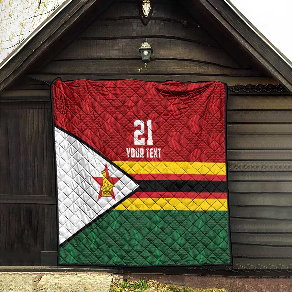 Zimbabwe Cricket Custom Quilt Zimbabwean Pattern Flag Motif - Wonder Print Shop