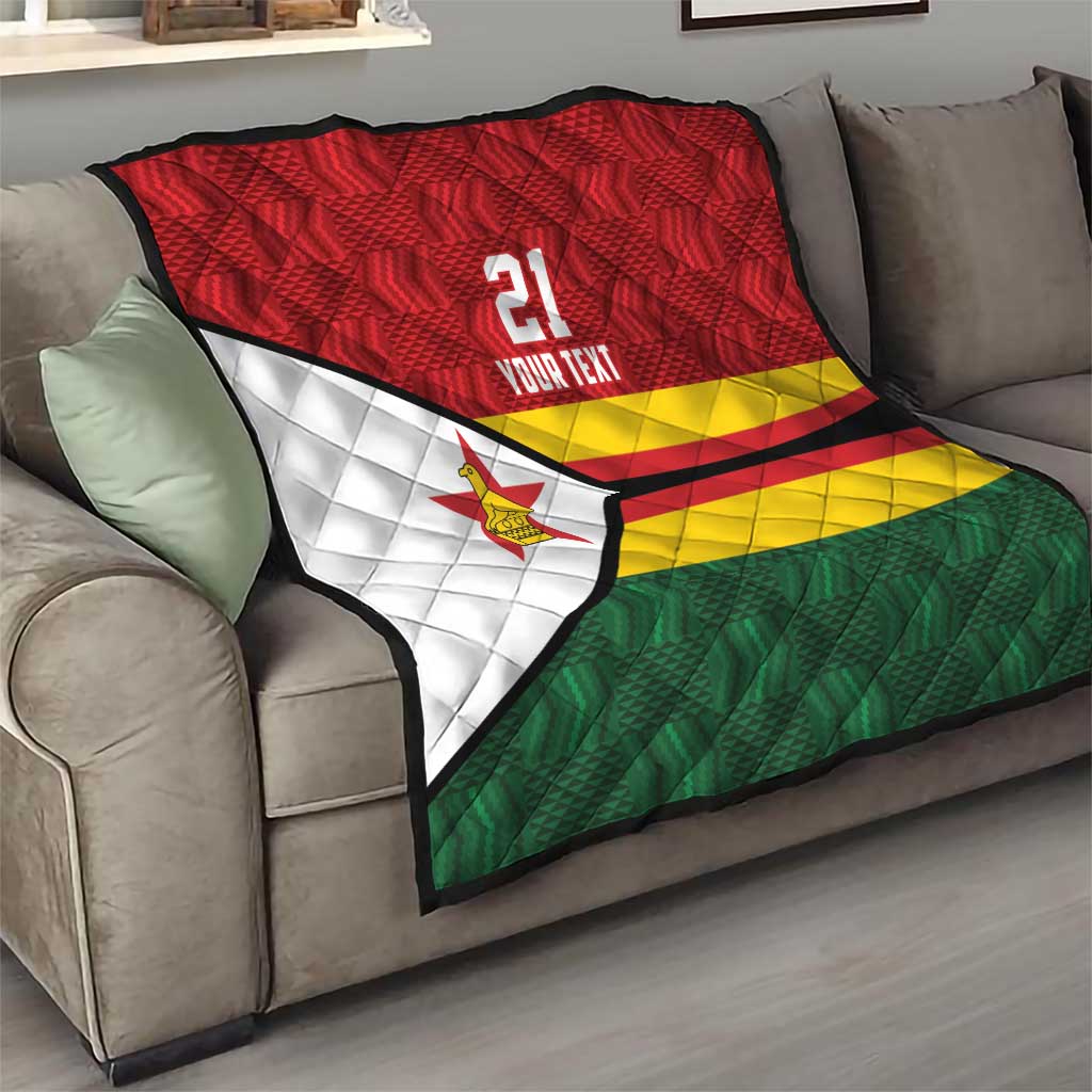 Zimbabwe Cricket Custom Quilt Zimbabwean Pattern Flag Motif - Wonder Print Shop