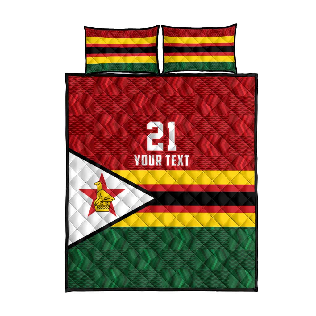 Zimbabwe Cricket Custom Quilt Bed Set Zimbabwean Pattern Flag Motif - Wonder Print Shop