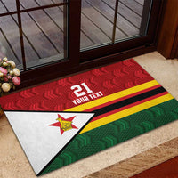 Zimbabwe Cricket Custom Rubber Doormat Zimbabwean Pattern Flag Motif - Wonder Print Shop