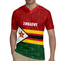 Zimbabwe Cricket Custom Rugby Jersey Zimbabwean Pattern Flag Motif - Wonder Print Shop