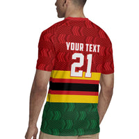 Zimbabwe Cricket Custom Rugby Jersey Zimbabwean Pattern Flag Motif - Wonder Print Shop