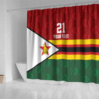 Zimbabwe Cricket Custom Shower Curtain Zimbabwean Pattern Flag Motif - Wonder Print Shop