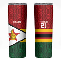 Zimbabwe Cricket Custom Skinny Tumbler Zimbabwean Pattern Flag Motif - Wonder Print Shop