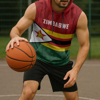 Zimbabwe Cricket Custom Sleeveless Hoodie Zimbabwean Pattern Flag Motif - Wonder Print Shop