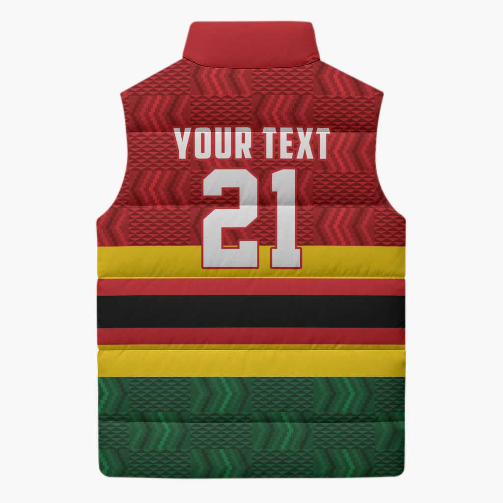 Zimbabwe Cricket Custom Sleeveless Puffer Jacket Zimbabwean Pattern Flag Motif - Wonder Print Shop