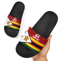 Zimbabwe Cricket Custom Slide Sandals Zimbabwean Pattern Flag Motif - Wonder Print Shop