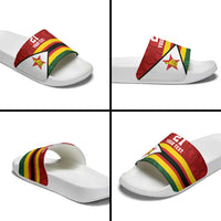 Zimbabwe Cricket Custom Slide Sandals Zimbabwean Pattern Flag Motif - Wonder Print Shop