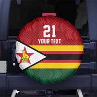 Zimbabwe Cricket Custom Spare Tire Cover Zimbabwean Pattern Flag Motif - Wonder Print Shop