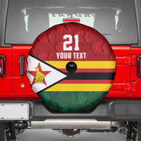 Zimbabwe Cricket Custom Spare Tire Cover Zimbabwean Pattern Flag Motif - Wonder Print Shop