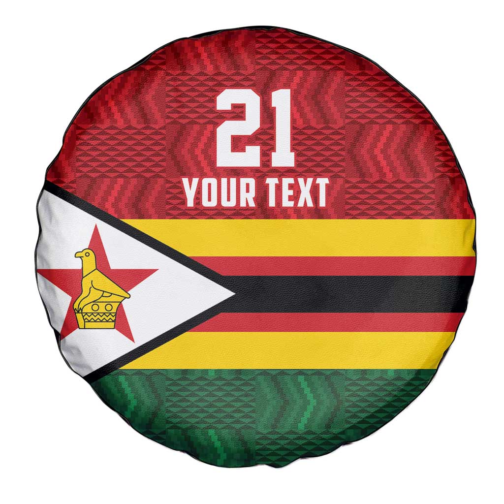 Zimbabwe Cricket Custom Spare Tire Cover Zimbabwean Pattern Flag Motif - Wonder Print Shop