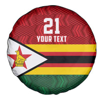 Zimbabwe Cricket Custom Spare Tire Cover Zimbabwean Pattern Flag Motif - Wonder Print Shop