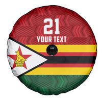 Zimbabwe Cricket Custom Spare Tire Cover Zimbabwean Pattern Flag Motif - Wonder Print Shop