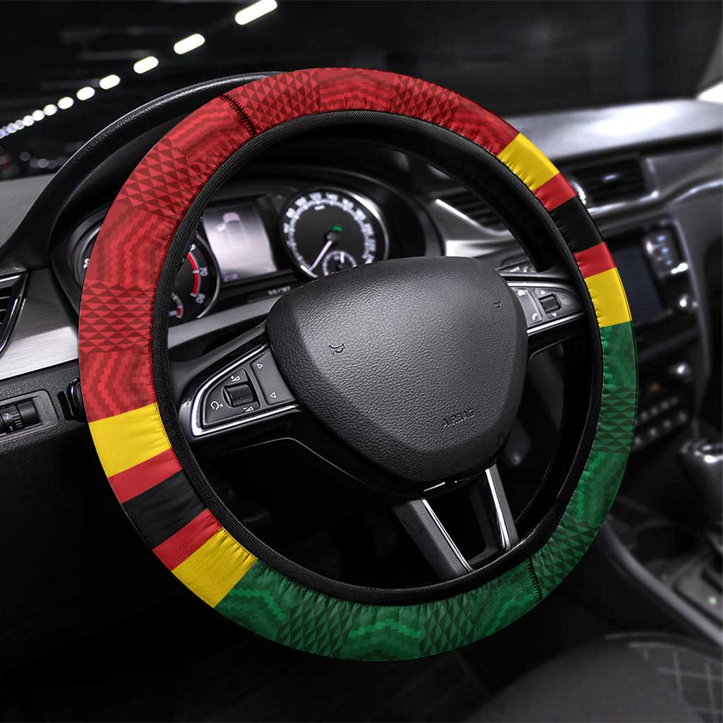 Zimbabwe Cricket Steering Wheel Cover Zimbabwean Pattern Flag Motif - Wonder Print Shop