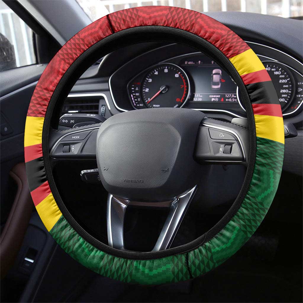 Zimbabwe Cricket Steering Wheel Cover Zimbabwean Pattern Flag Motif - Wonder Print Shop