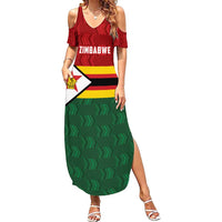 Zimbabwe Cricket Custom Summer Maxi Dress Zimbabwean Pattern Flag Motif - Wonder Print Shop