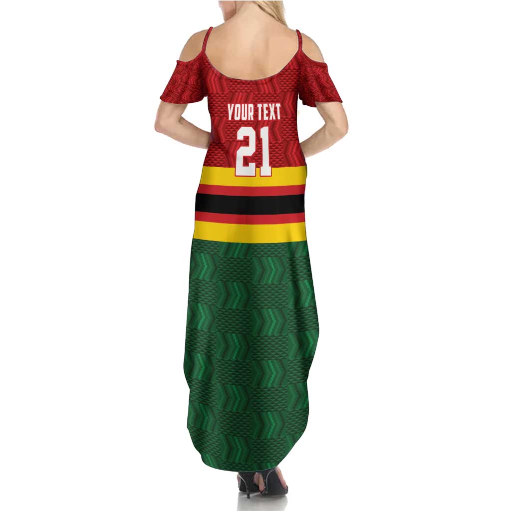 Zimbabwe Cricket Custom Summer Maxi Dress Zimbabwean Pattern Flag Motif - Wonder Print Shop