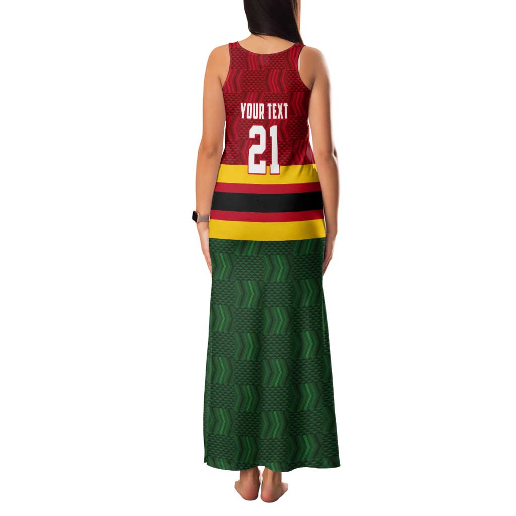 Zimbabwe Cricket Custom Tank Maxi Dress Zimbabwean Pattern Flag Motif - Wonder Print Shop