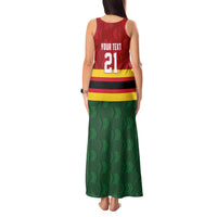 Zimbabwe Cricket Custom Tank Maxi Dress Zimbabwean Pattern Flag Motif - Wonder Print Shop