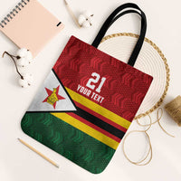 Zimbabwe Cricket Custom Tote Bag Zimbabwean Pattern Flag Motif - Wonder Print Shop