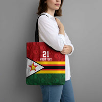 Zimbabwe Cricket Custom Tote Bag Zimbabwean Pattern Flag Motif - Wonder Print Shop