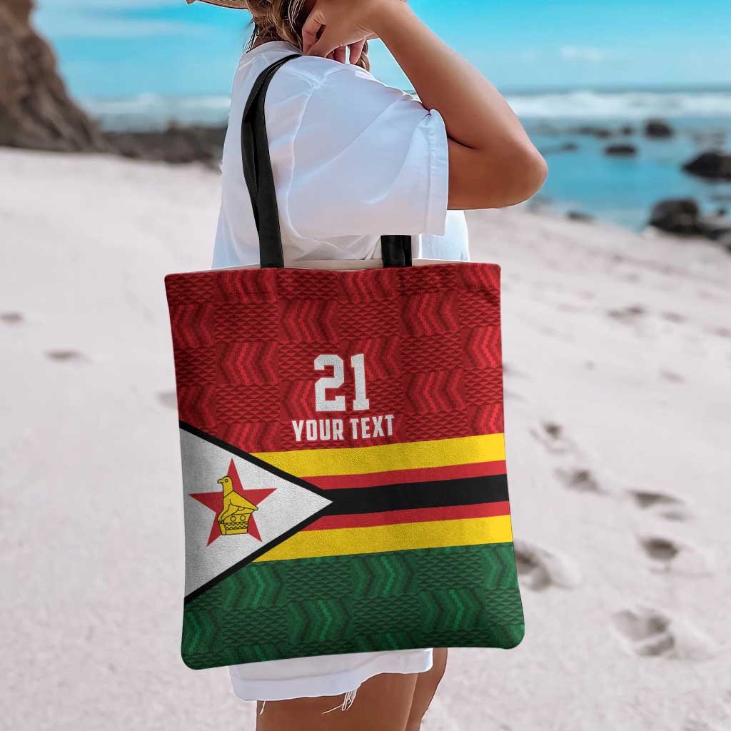 Zimbabwe Cricket Custom Tote Bag Zimbabwean Pattern Flag Motif - Wonder Print Shop