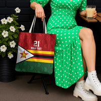 Zimbabwe Cricket Custom Tote Bag Zimbabwean Pattern Flag Motif - Wonder Print Shop