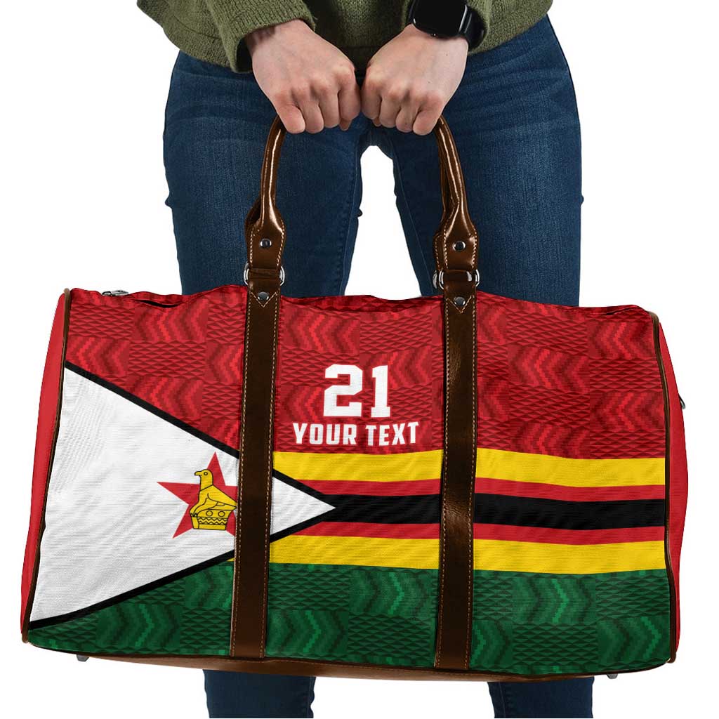 Zimbabwe Cricket Custom Travel Bag Zimbabwean Pattern Flag Motif - Wonder Print Shop