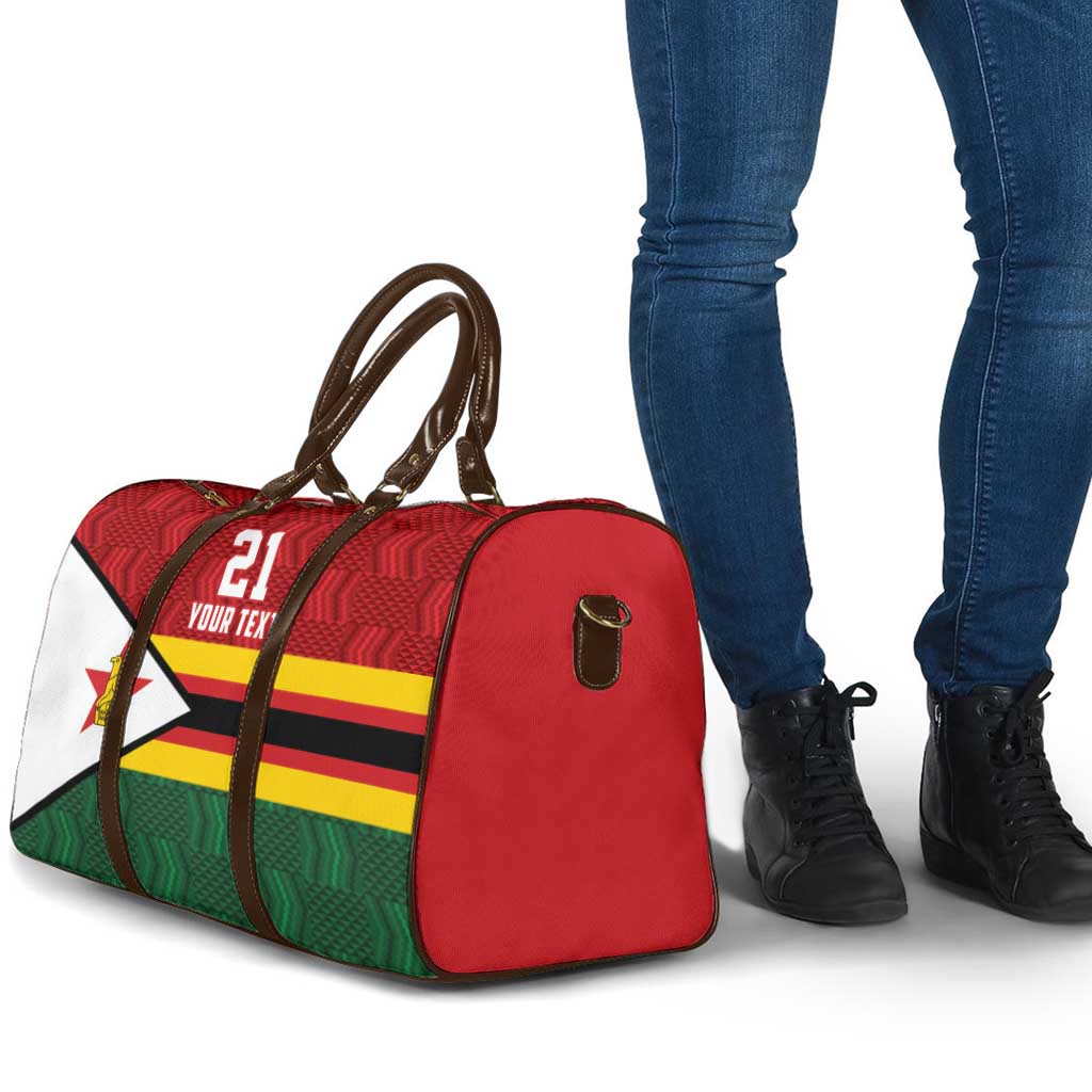 Zimbabwe Cricket Custom Travel Bag Zimbabwean Pattern Flag Motif - Wonder Print Shop