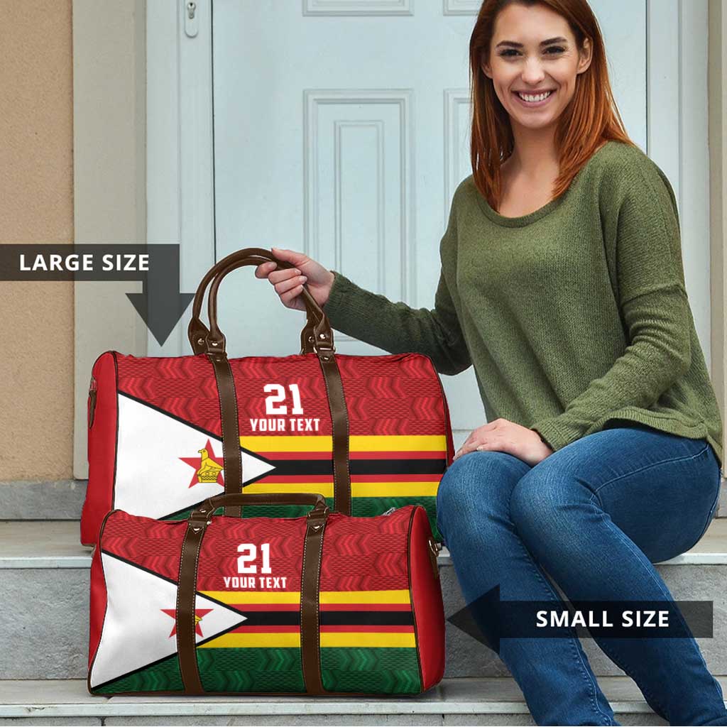 Zimbabwe Cricket Custom Travel Bag Zimbabwean Pattern Flag Motif - Wonder Print Shop