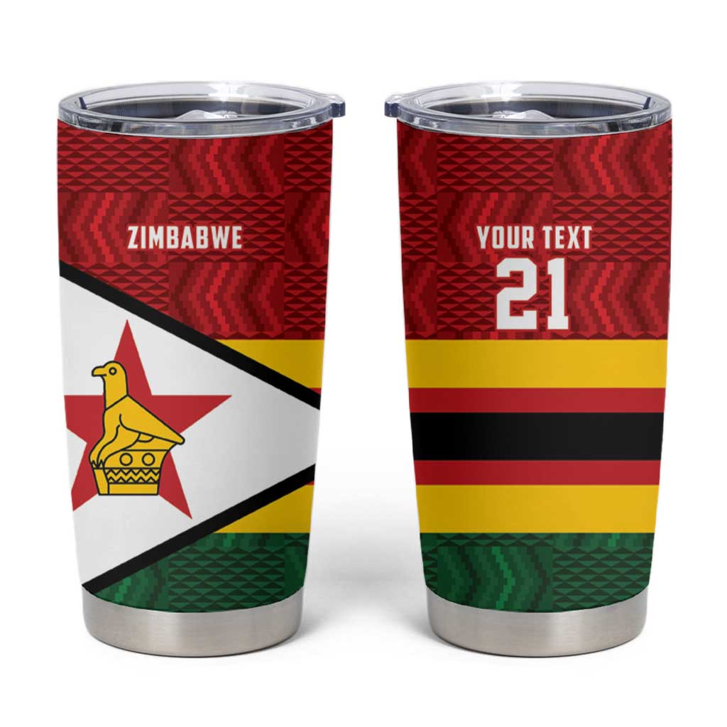 Zimbabwe Cricket Custom Tumbler Cup Zimbabwean Pattern Flag Motif - Wonder Print Shop